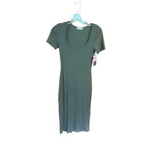 Haley & June Bodycon MIDI Dress Olive  Green Sz M NWT